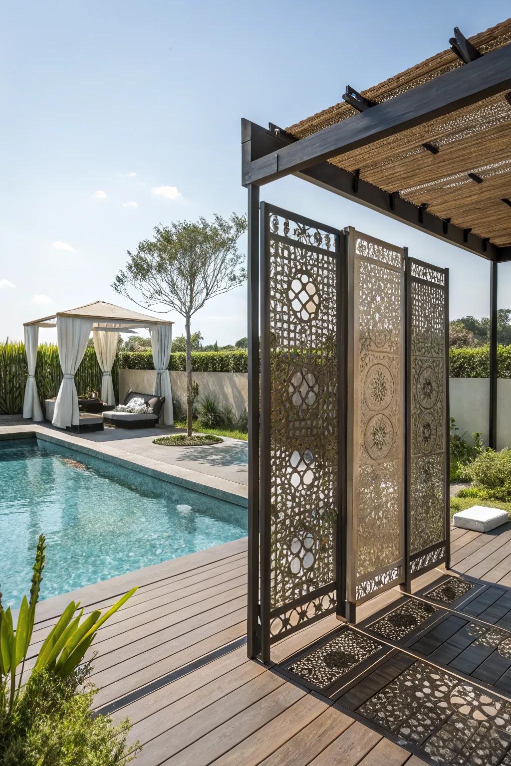Privacy screens provide both beauty and seclusion.