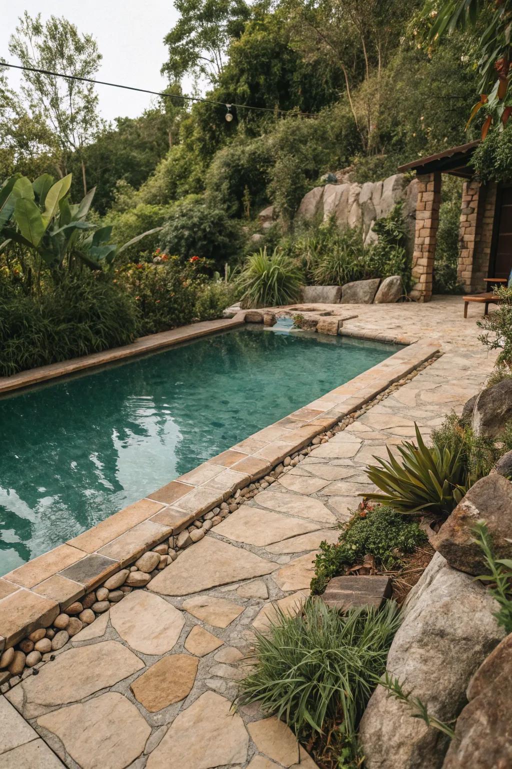 Earthy tones bring your pool closer to nature.