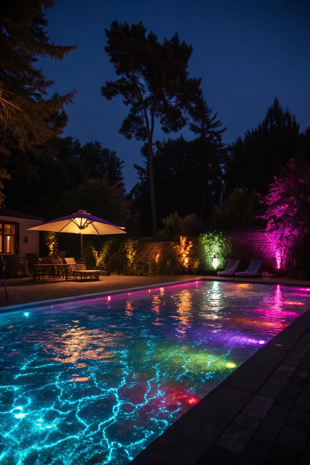 Underwater lights turn your pool into a captivating nighttime feature.