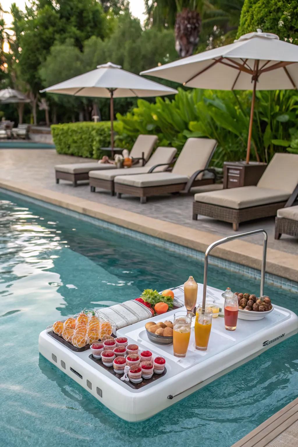 A floating bar brings fun and functionality to your pool.