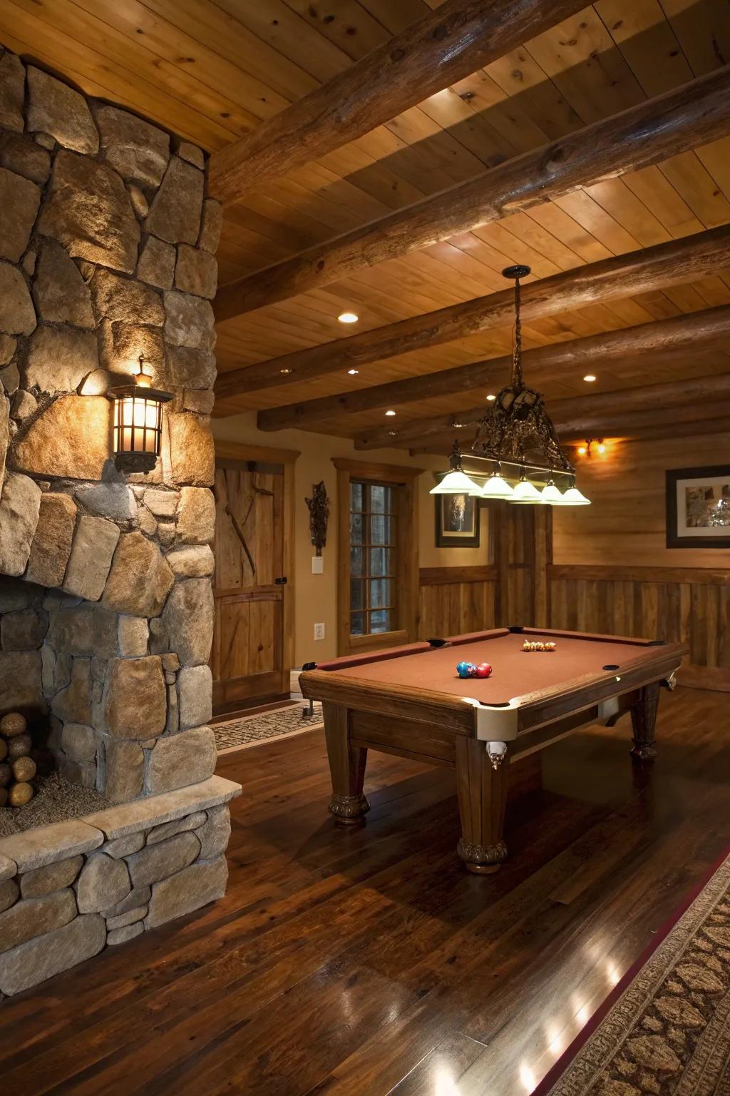 A rustic setup that brings warmth and charm to your game room.