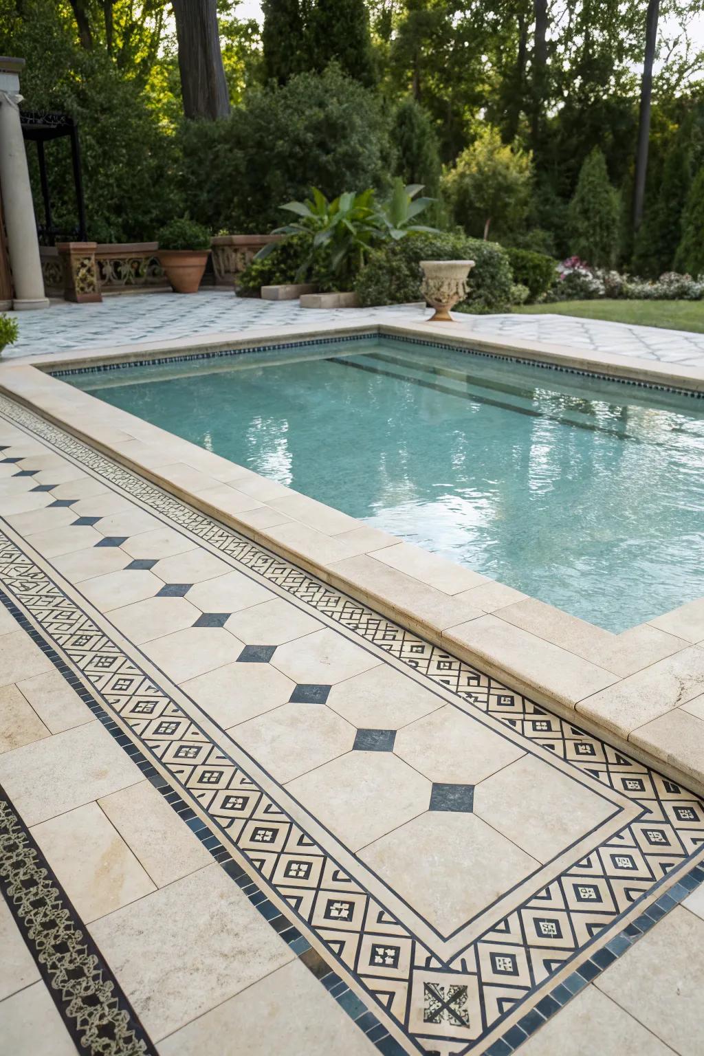 Pool with sophisticated border tiles.