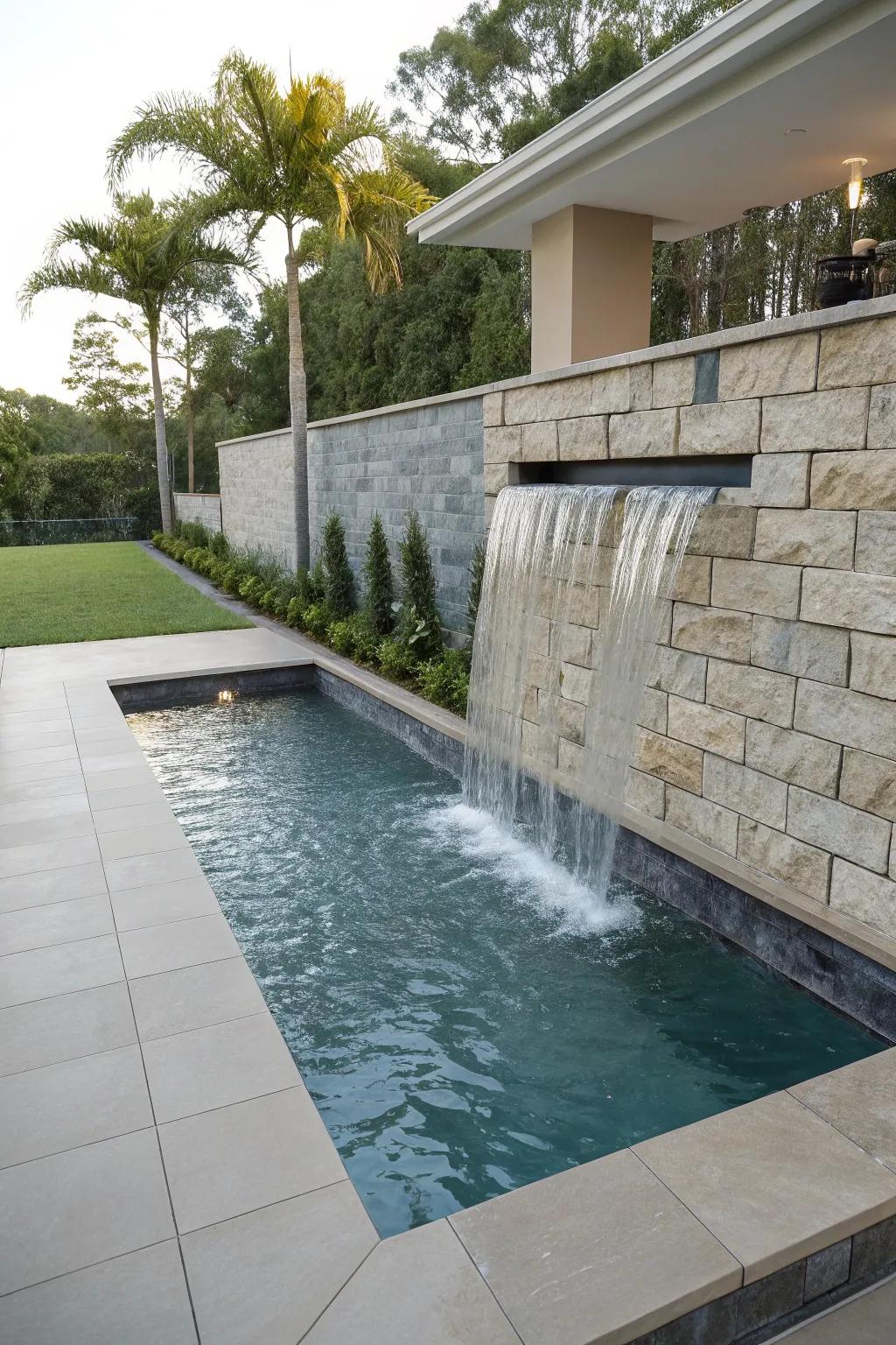 Sheer descent waterfalls provide a chic, architectural flair.