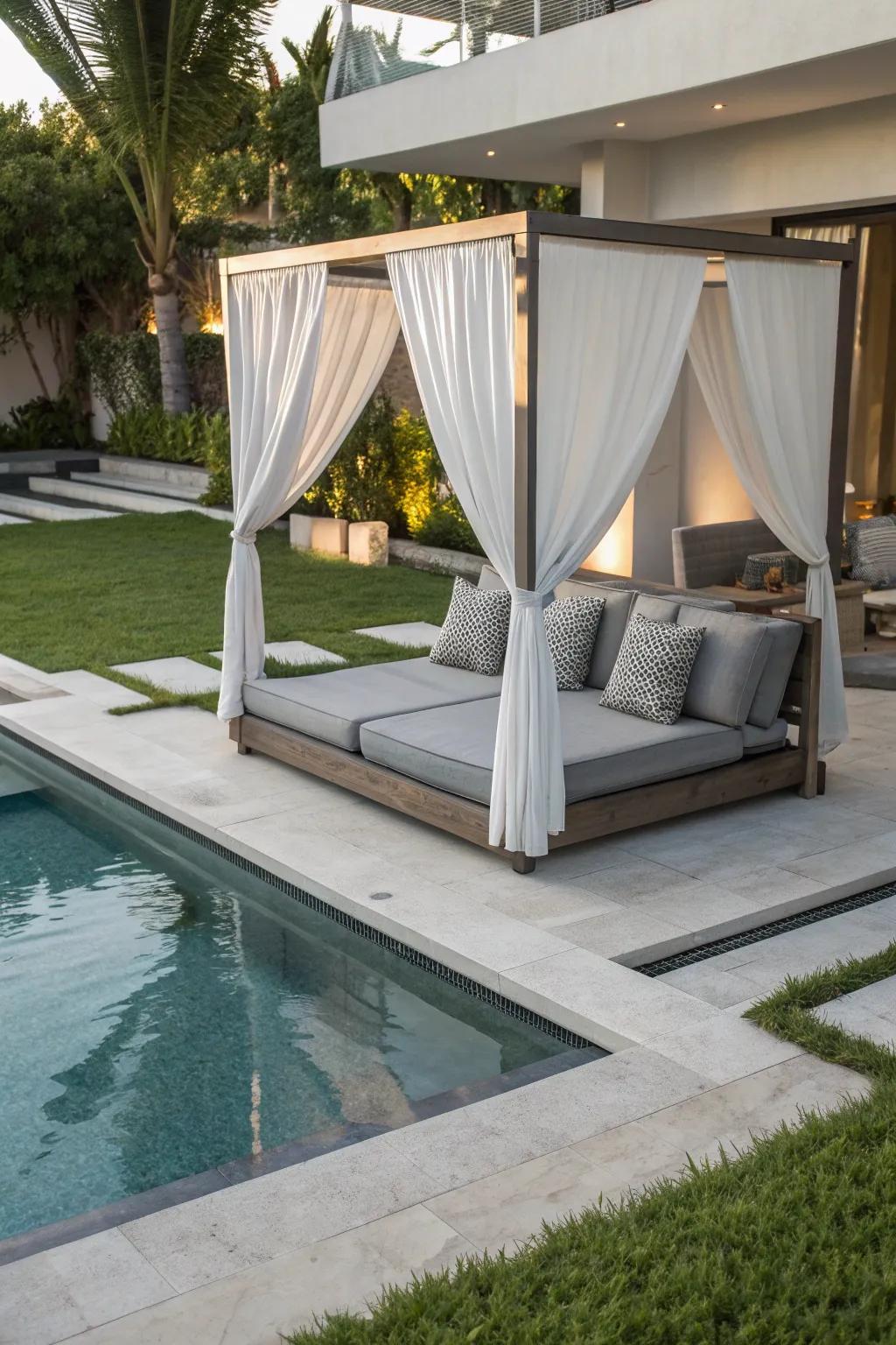 Stylish daybeds elevate your poolside experience to resort levels.