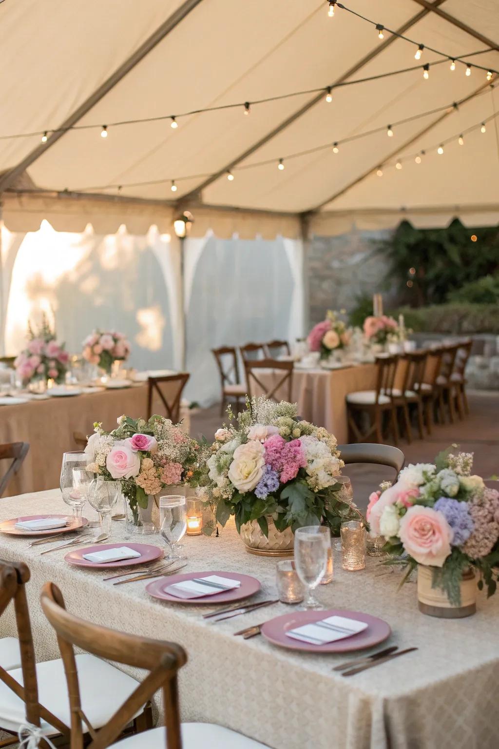 Create an elegant dining area with a beautifully set table.