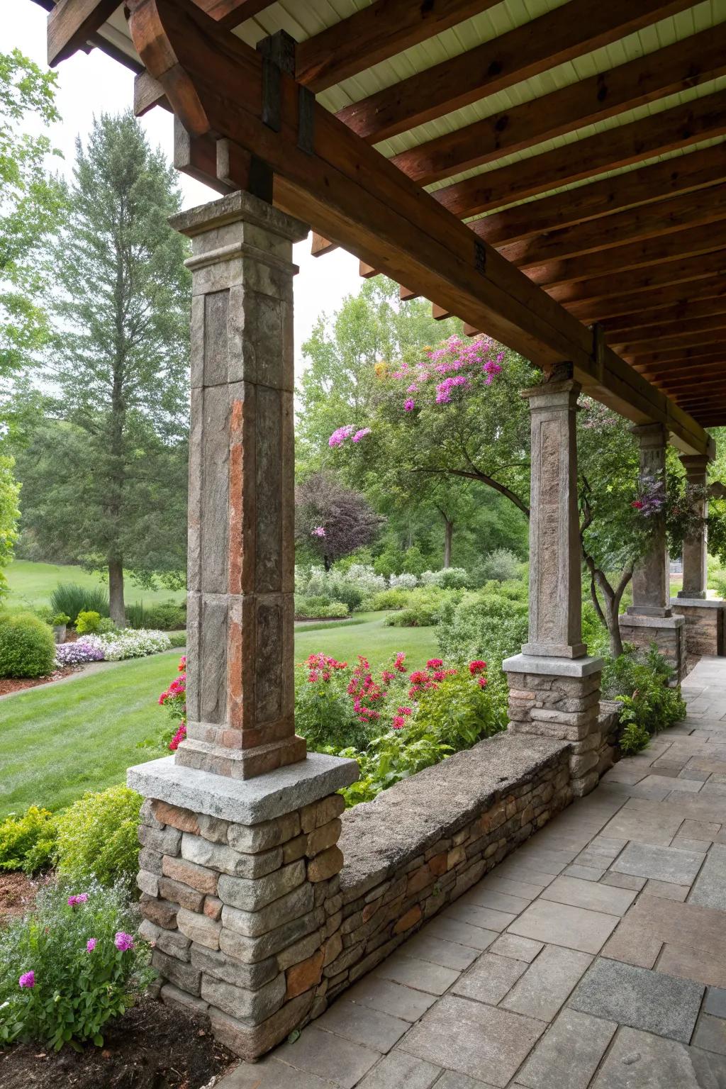 Stone and brick bases provide a solid and stylish foundation.