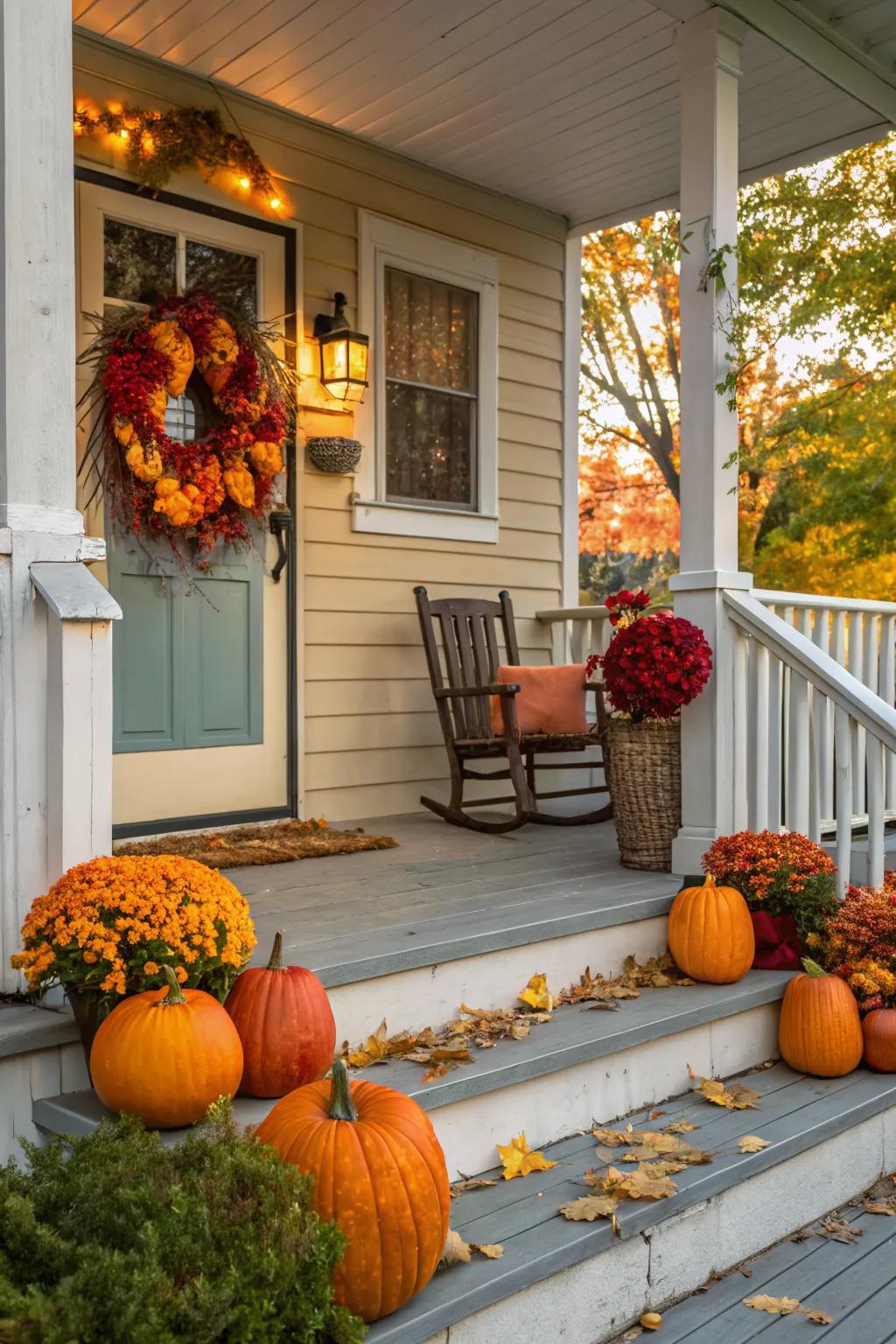 Seasonal decor adds festive charm to your porch stoop.