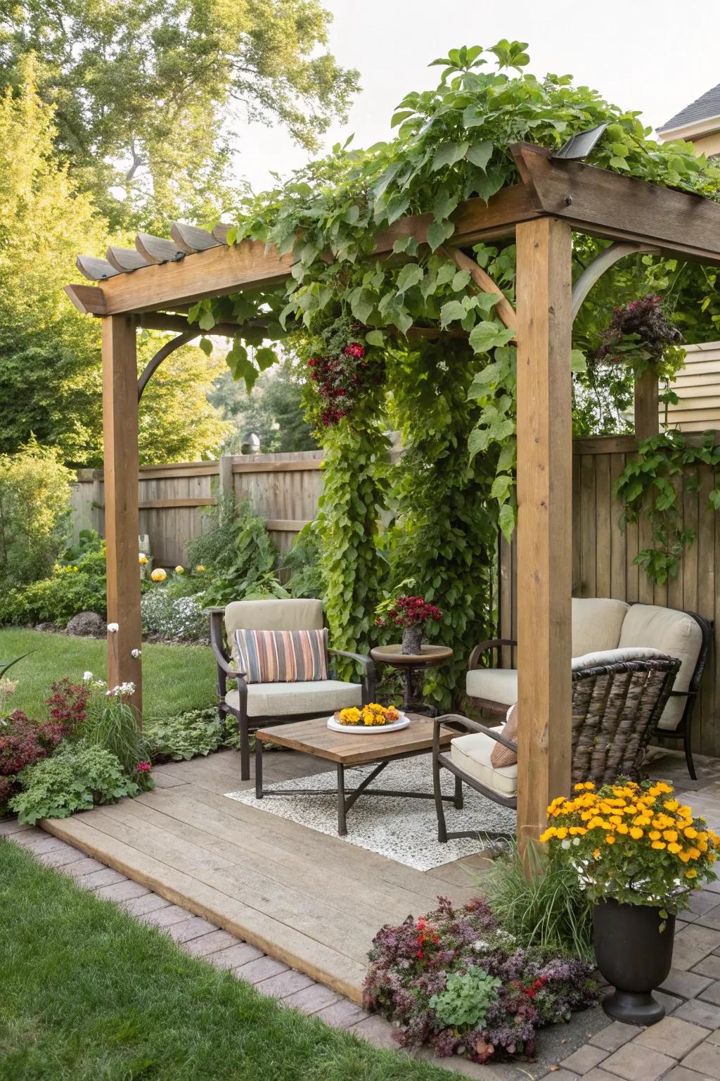A convenient pop-up pergola for impromptu outdoor gatherings.