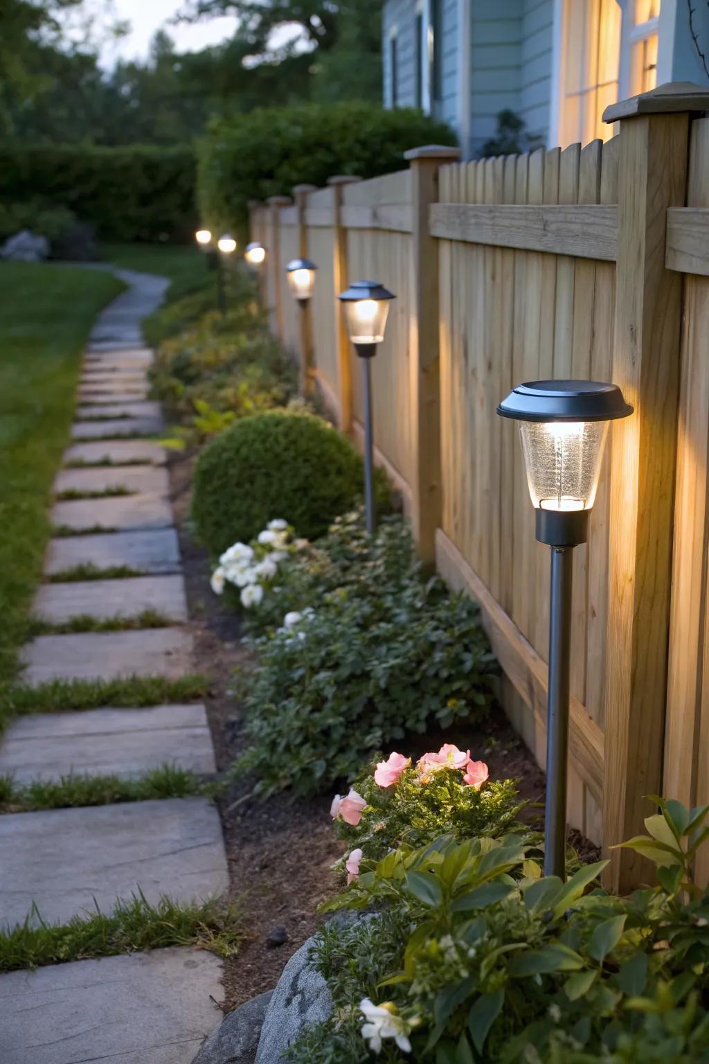 Harness the power of the sun with solar fence lights for a sustainable glow.