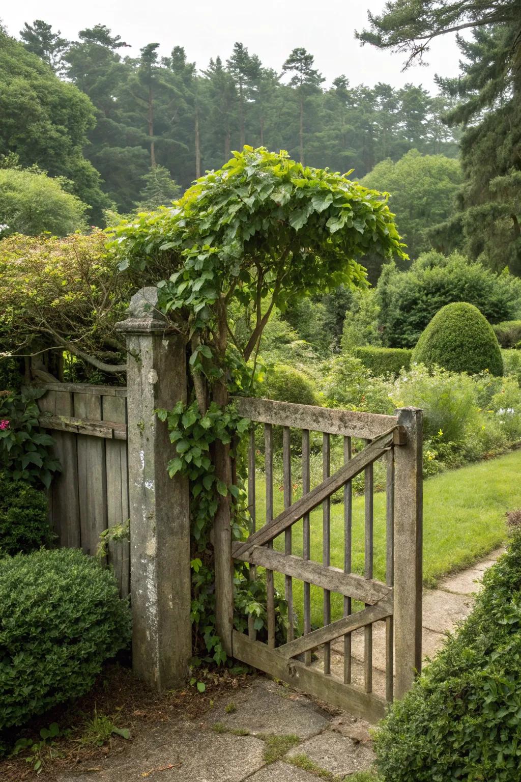 Embrace tradition with a solid wooden gate.
