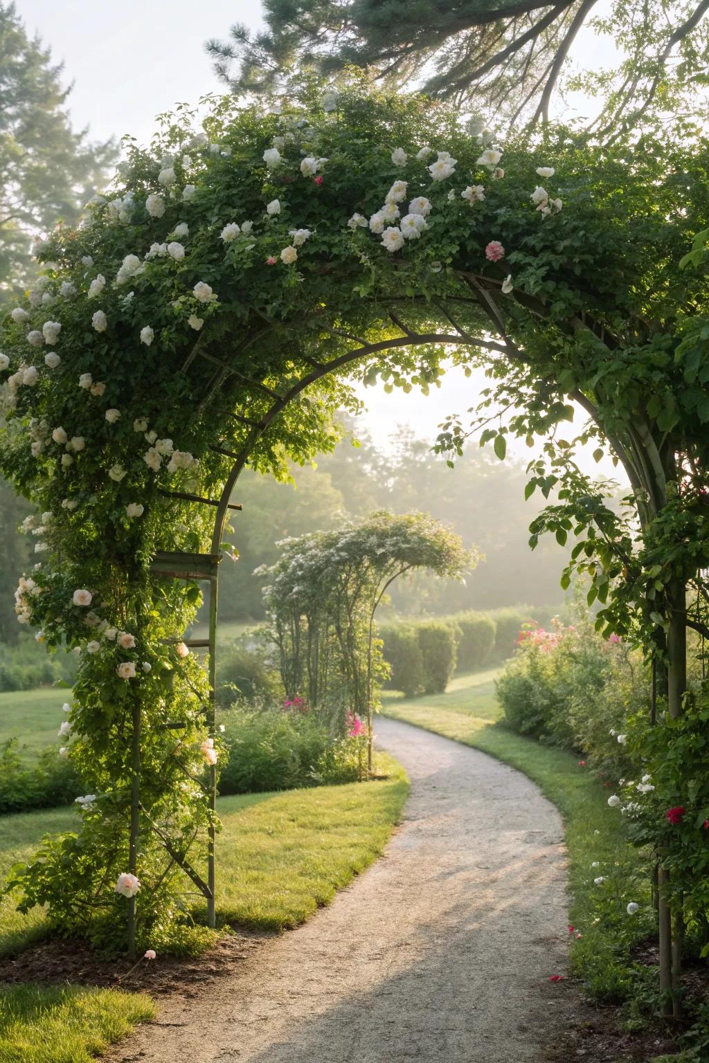 A green archway invites you in with fragrance and natural beauty.