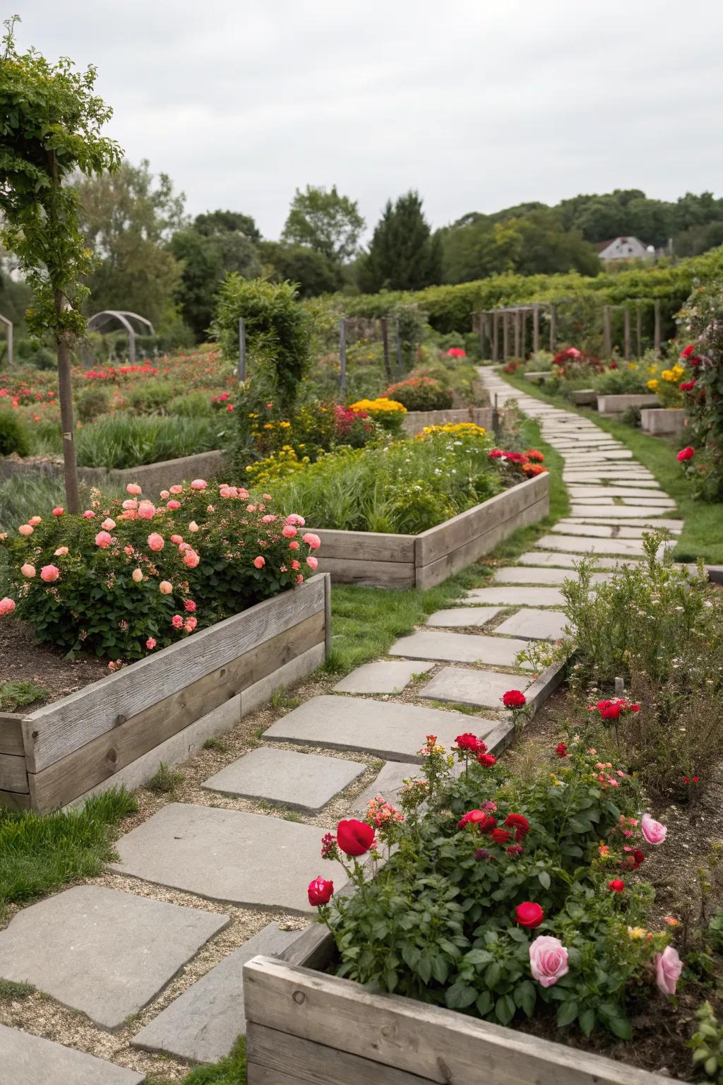 Stone pathways make navigating your garden both practical and picturesque.
