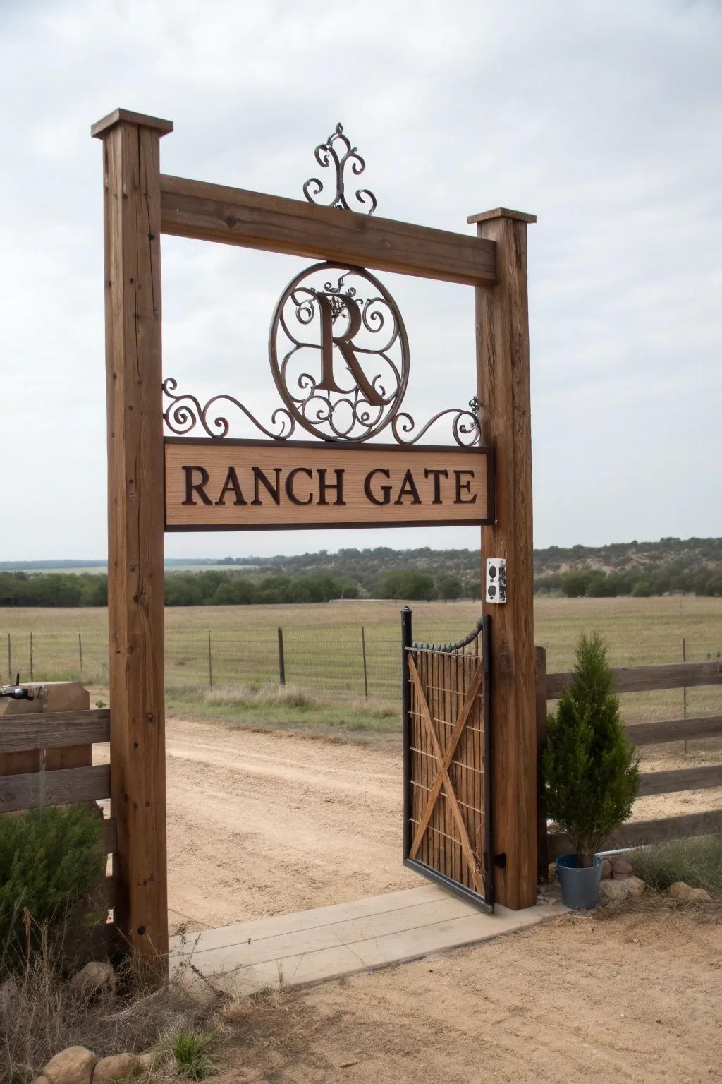 Make it personal with customized initials on your ranch gate.
