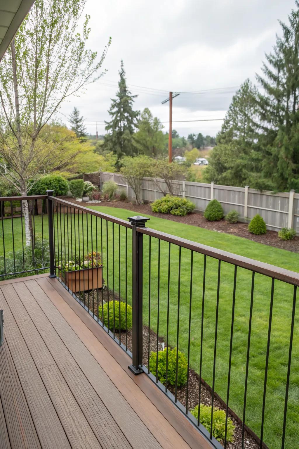 Vertical rebar railings add sleek lines and modern flair to any outdoor space.