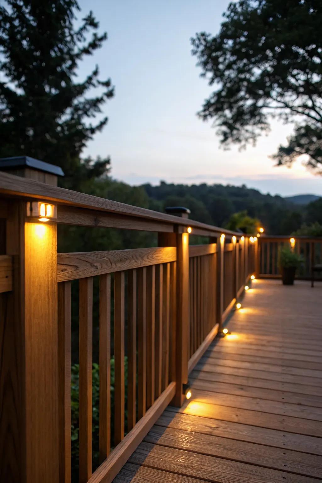 Enhance safety and style with recessed railing lights.
