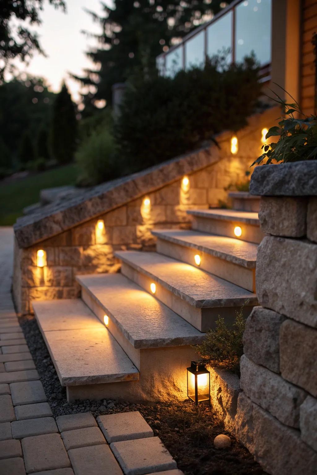 Lighting enhances safety and charm.