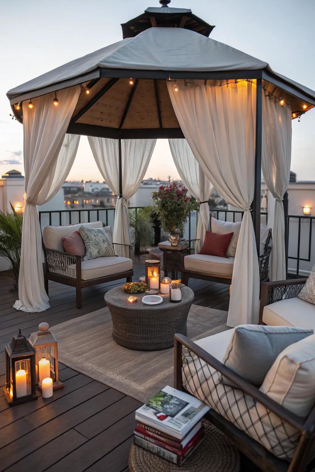 Relax in style with a cozy, comfortable seating area.