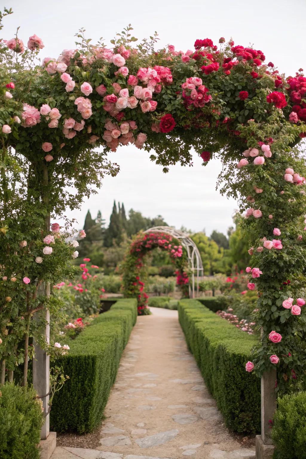 Rose-covered arches add romance and structure to any garden.