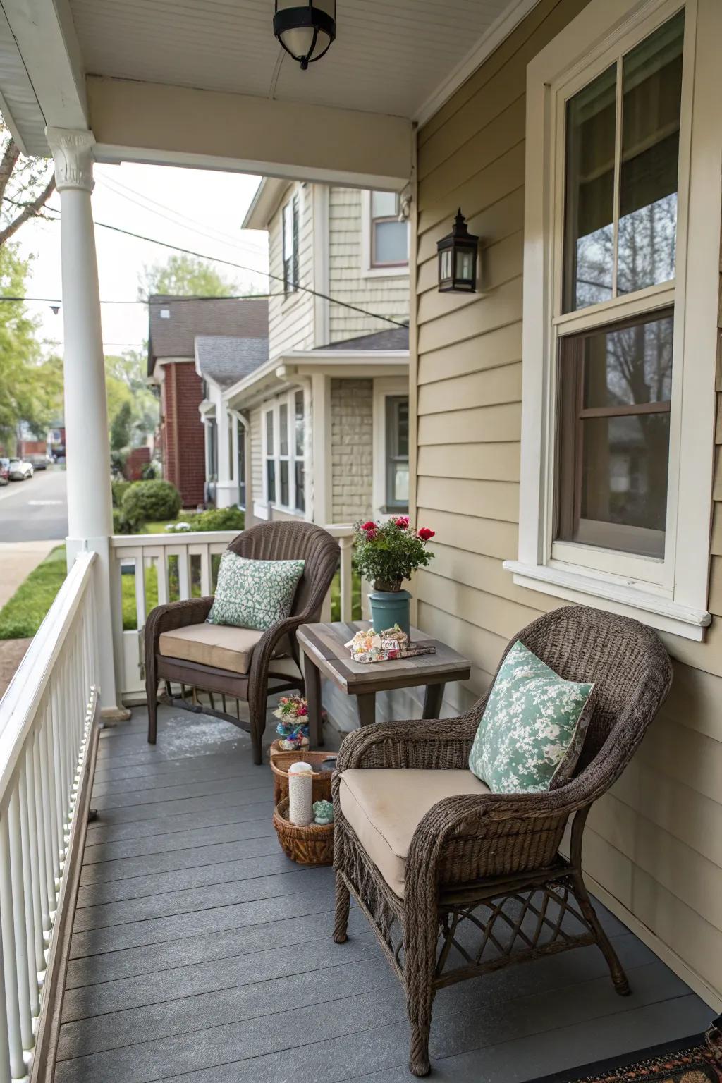 Cozy seating turns your porch into a perfect relaxation spot.