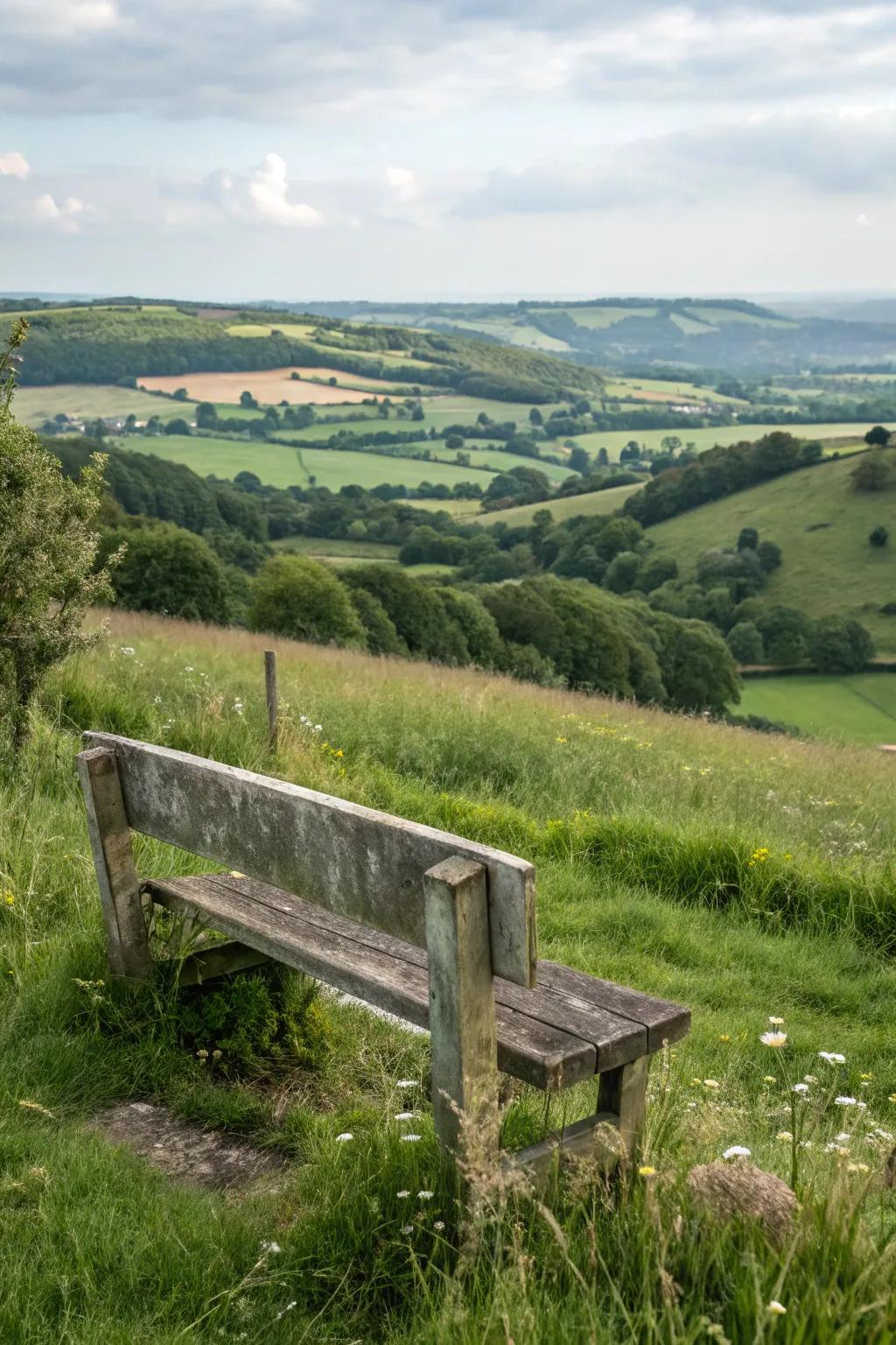 Seating areas offer perfect spots for enjoying rural views.