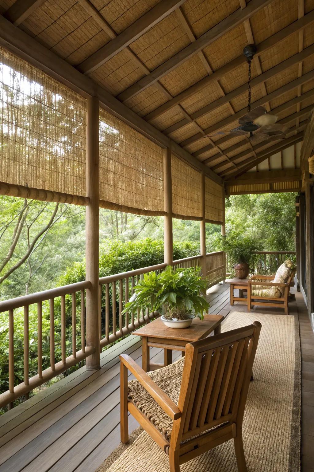 Bamboo shades add a natural touch to your outdoor retreat.