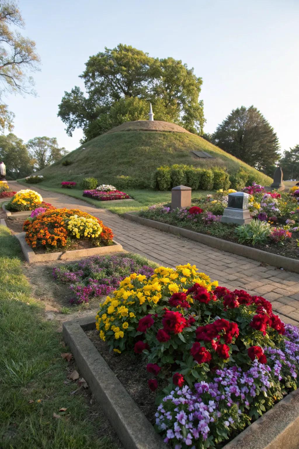 Brighten up your septic mound with vibrant raised flower beds.