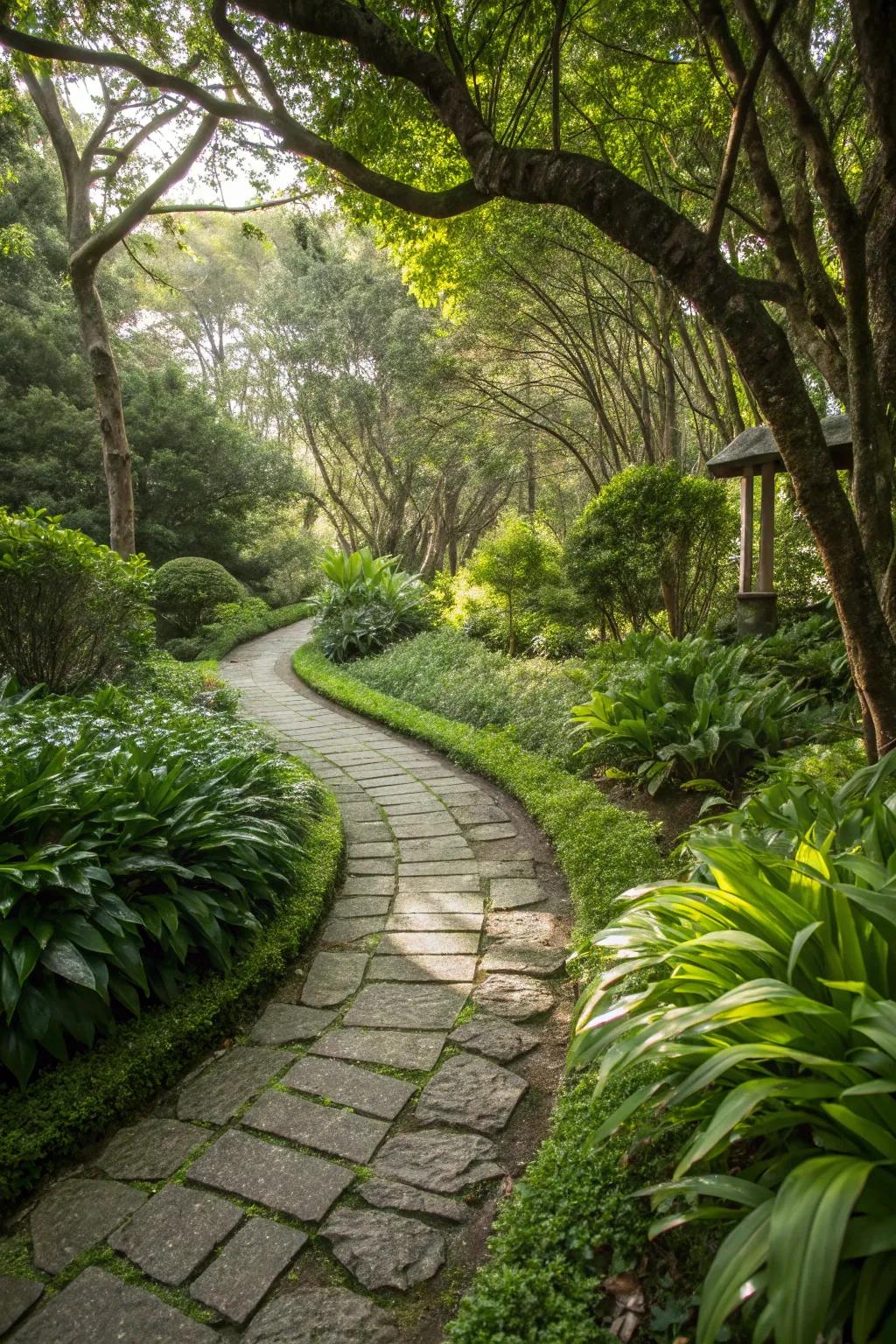 Invite exploration with winding pathways in your shade garden.