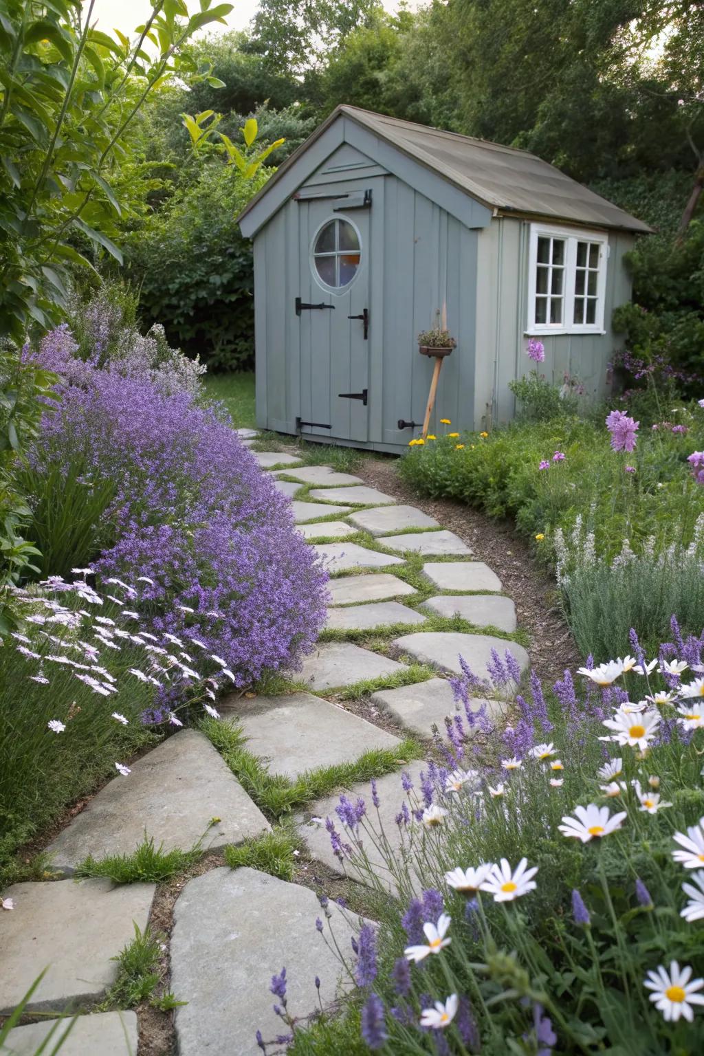 Natural pathways add charm and guide guests to your retreat.