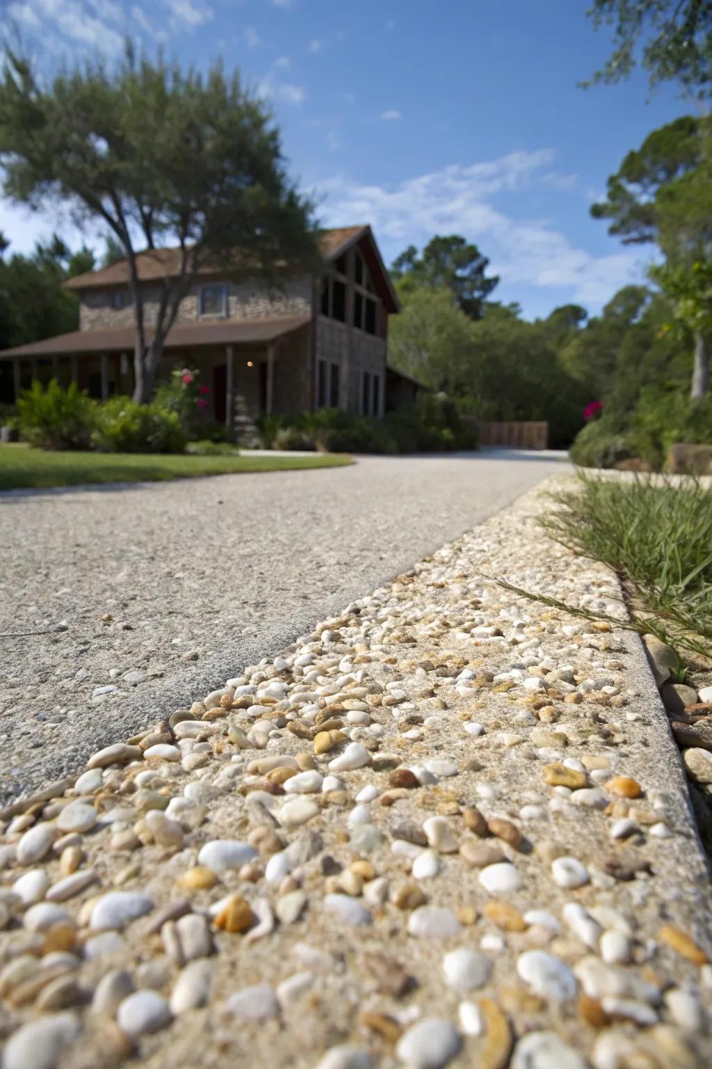 A mixed-material driveway that offers both style and practicality.