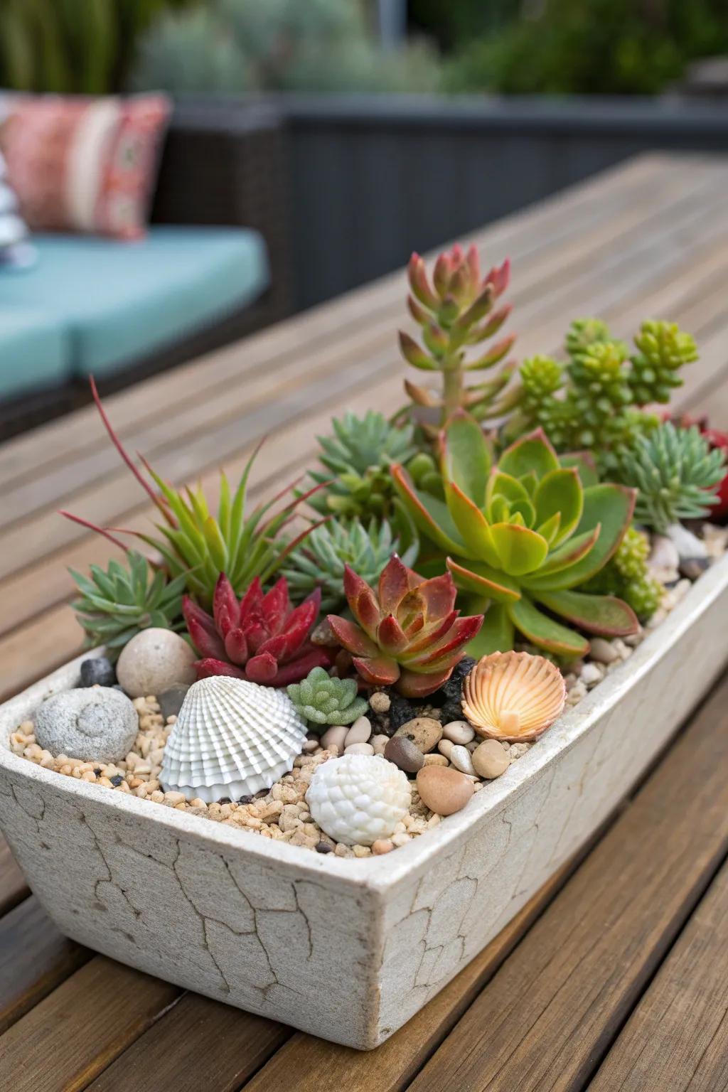 Seashells add a personal touch to your planters.
