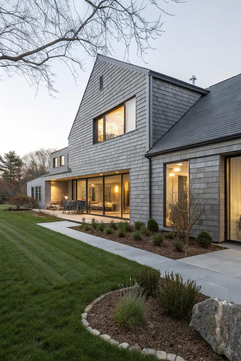 Sophisticated gray shingles for a modern touch.