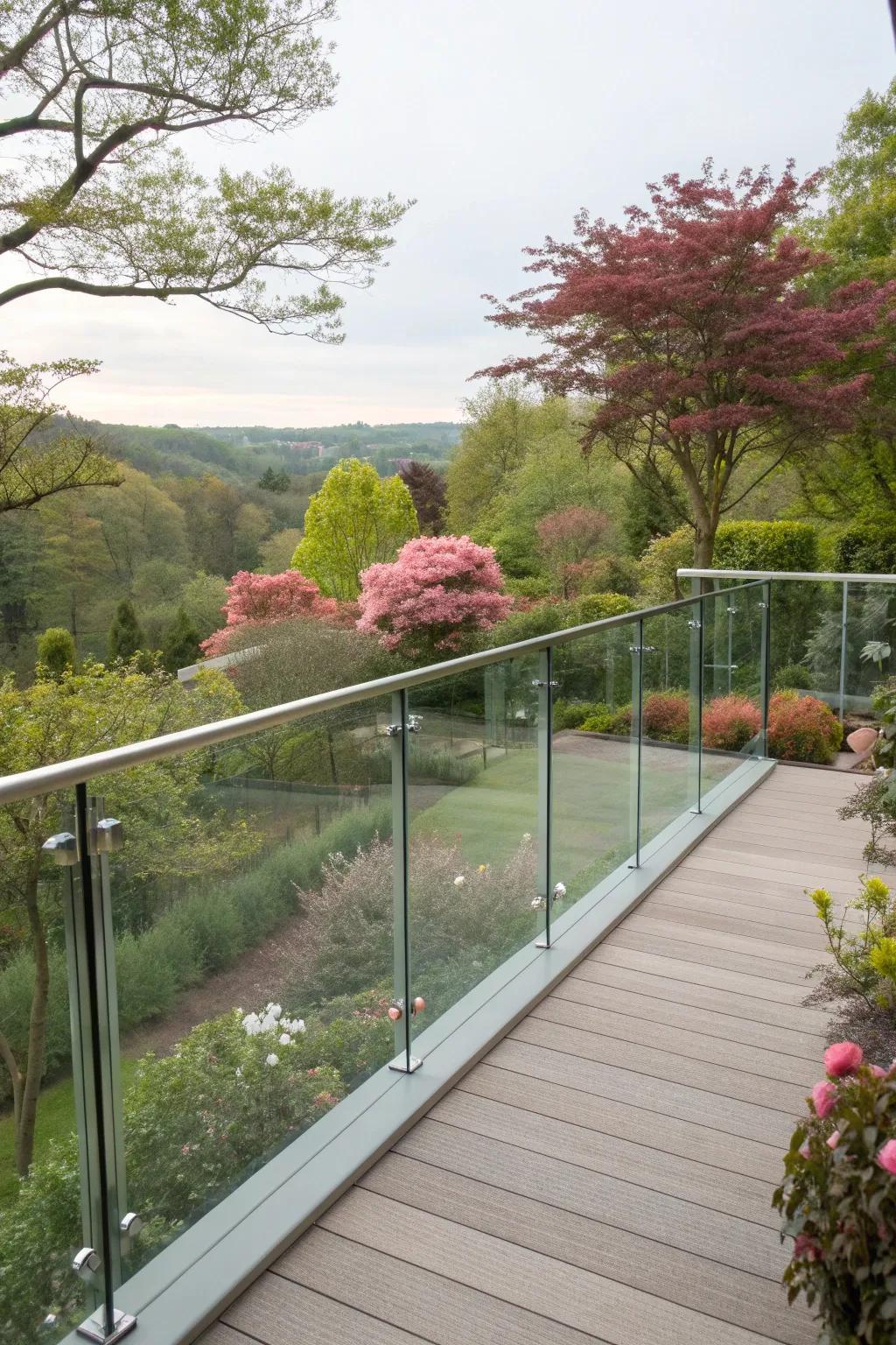 Glass panels offer uninterrupted views while adding a touch of elegance.