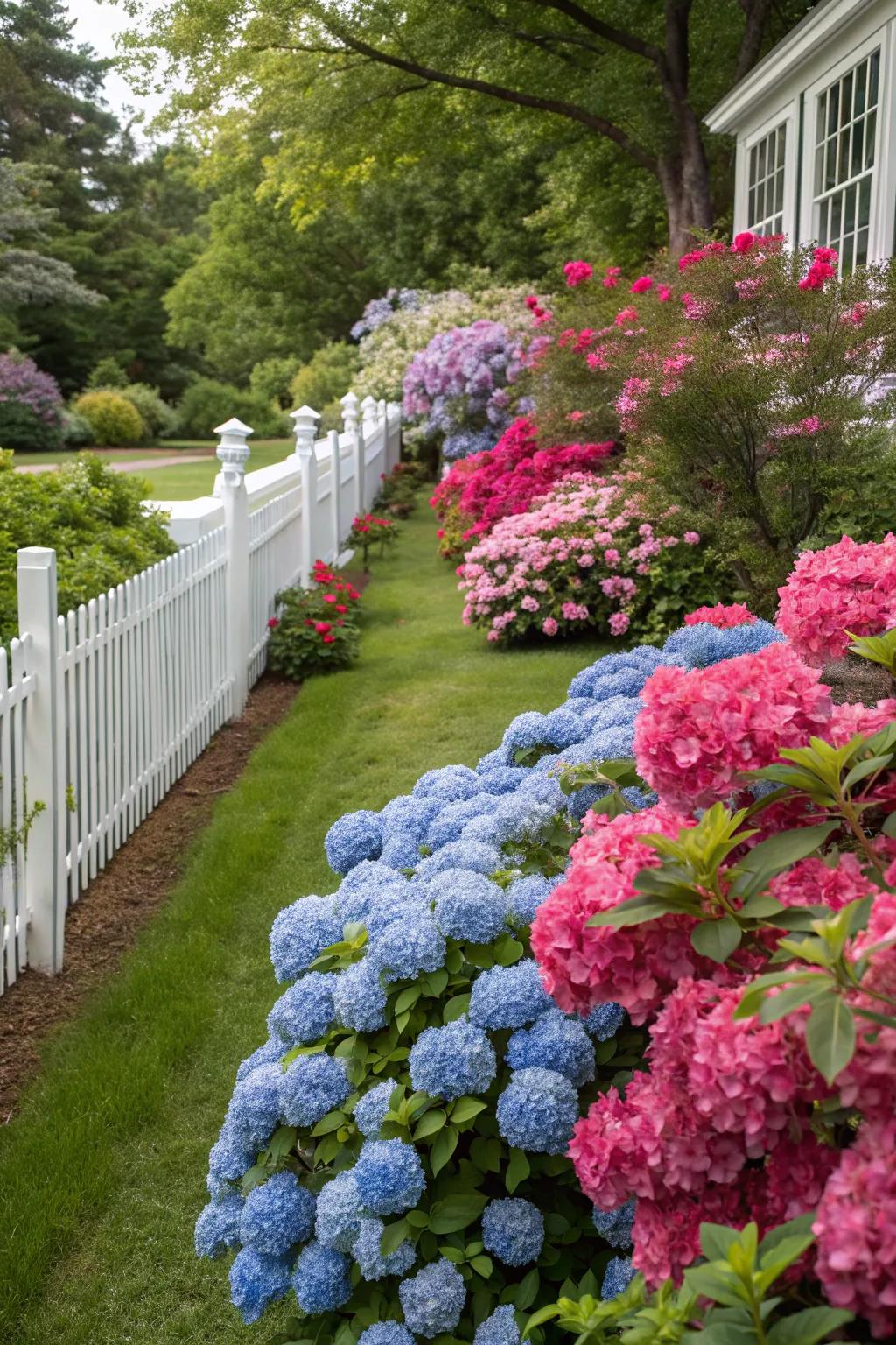 Flowering shrubs bring cheerful colors to your front yard.
