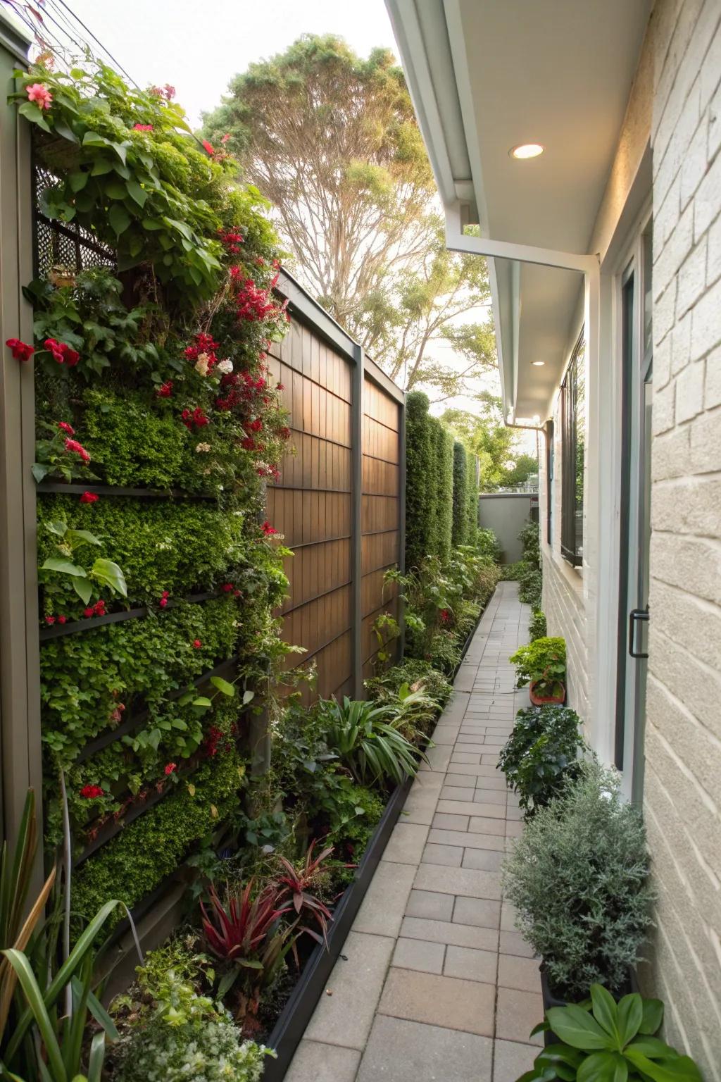 Transform walls into living art with a vertical garden.