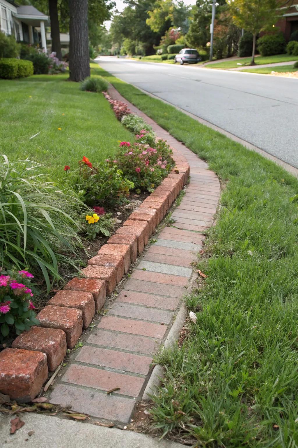 Classic brick borders provide timeless appeal.