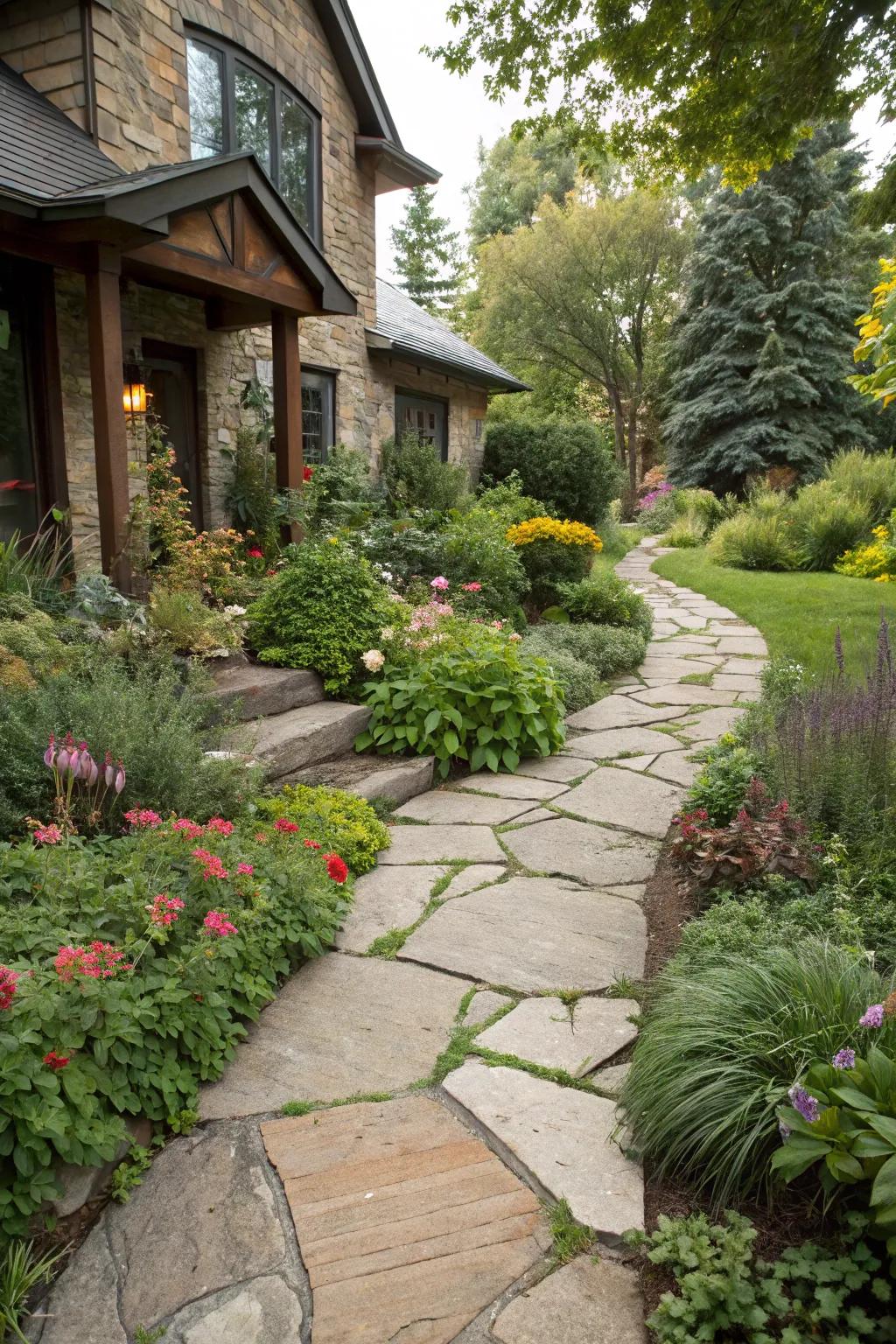 Natural stone walkways offer timeless beauty and elegance.