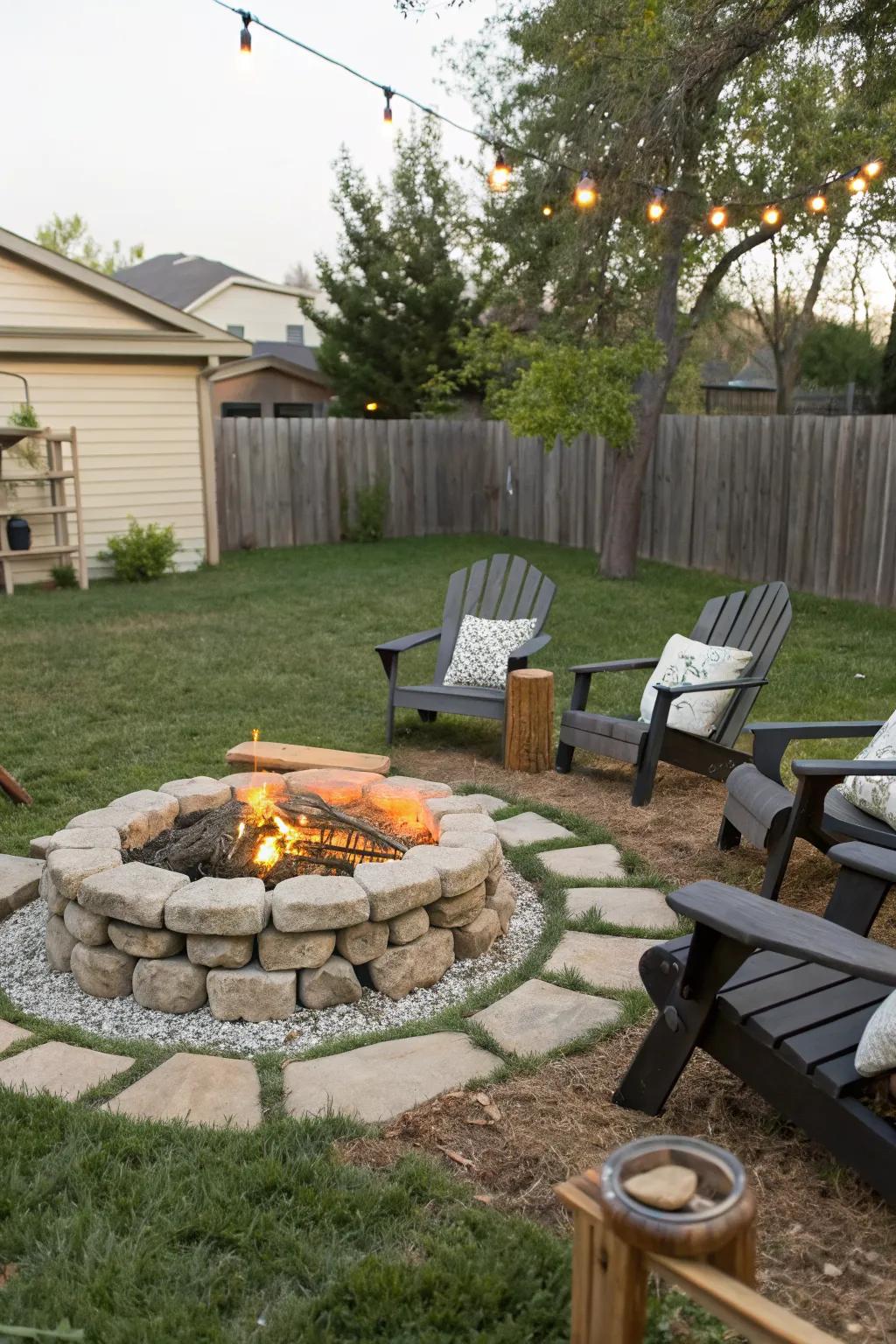 A simple DIY fire pit adds warmth and charm to your backyard.