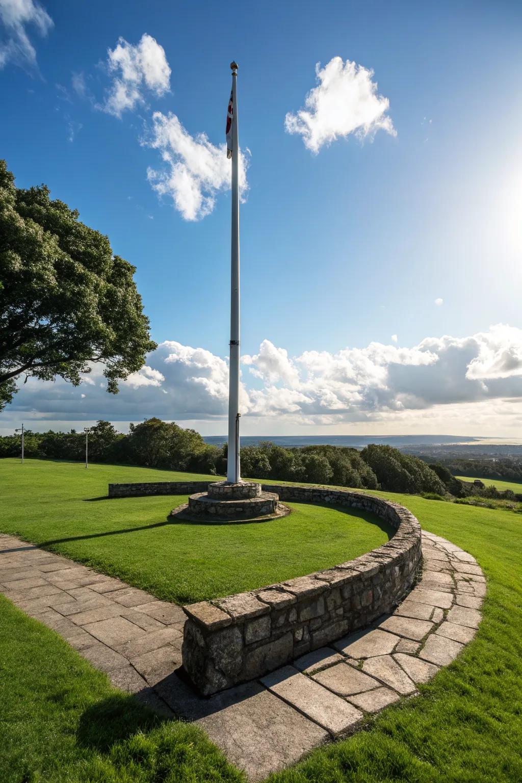 Stone borders provide a polished edge and highlight your flagpole beautifully.