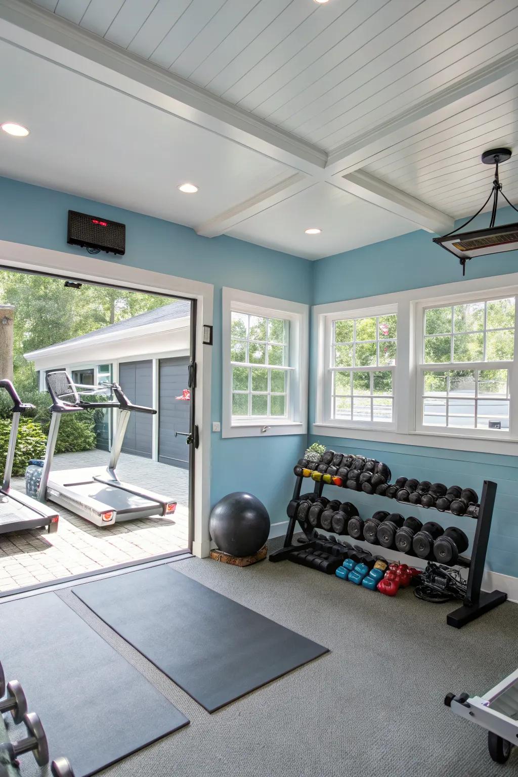 Transform your garage into a versatile space for workouts or hobbies.