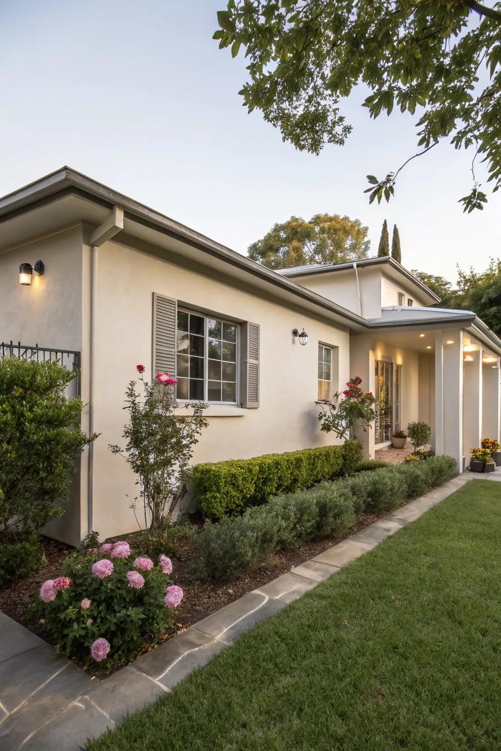 House with neutral color palette and simple garden