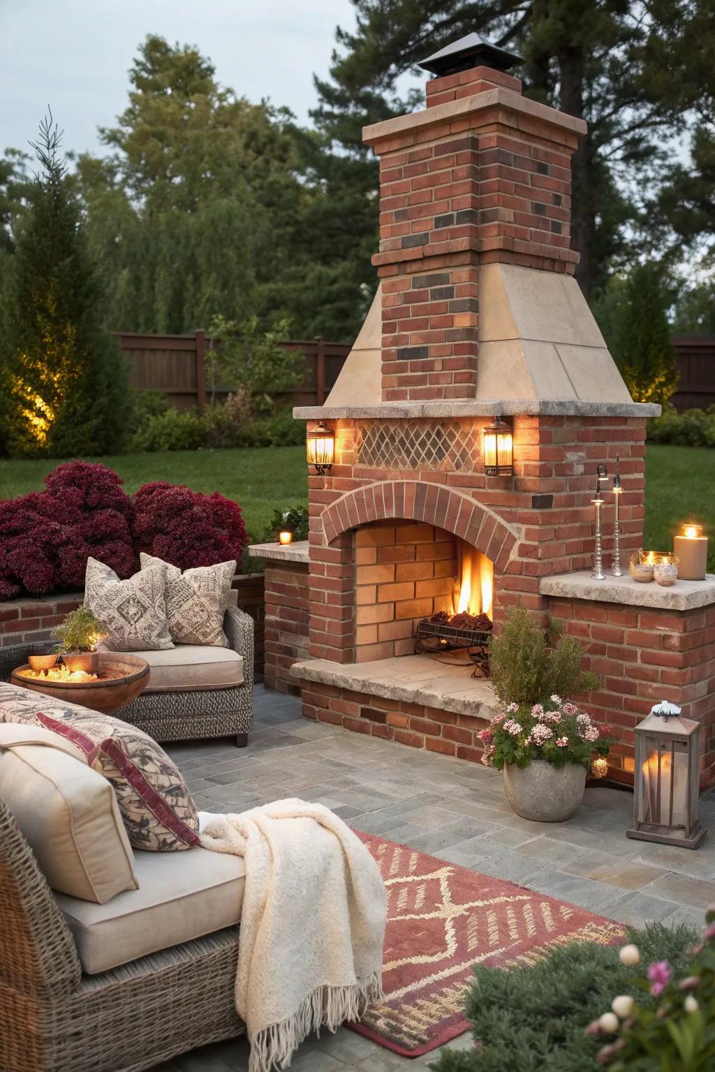 Embrace tradition with a charming brick fireplace.