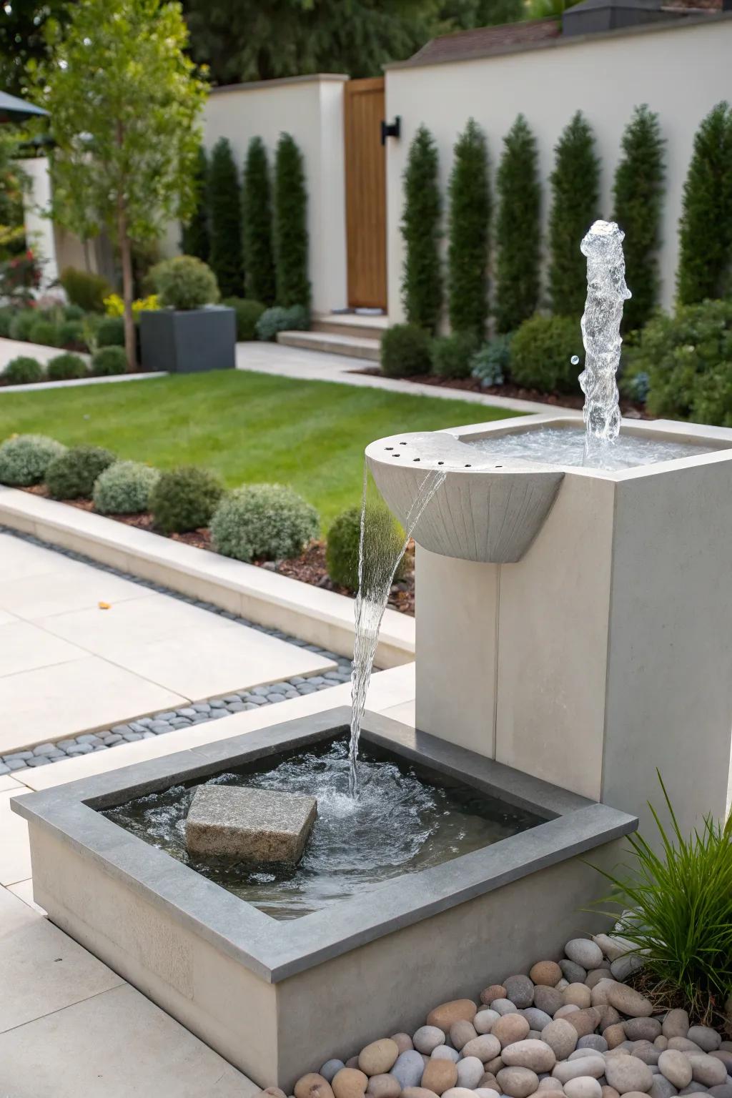 Embrace simplicity with a modern minimalist fountain.