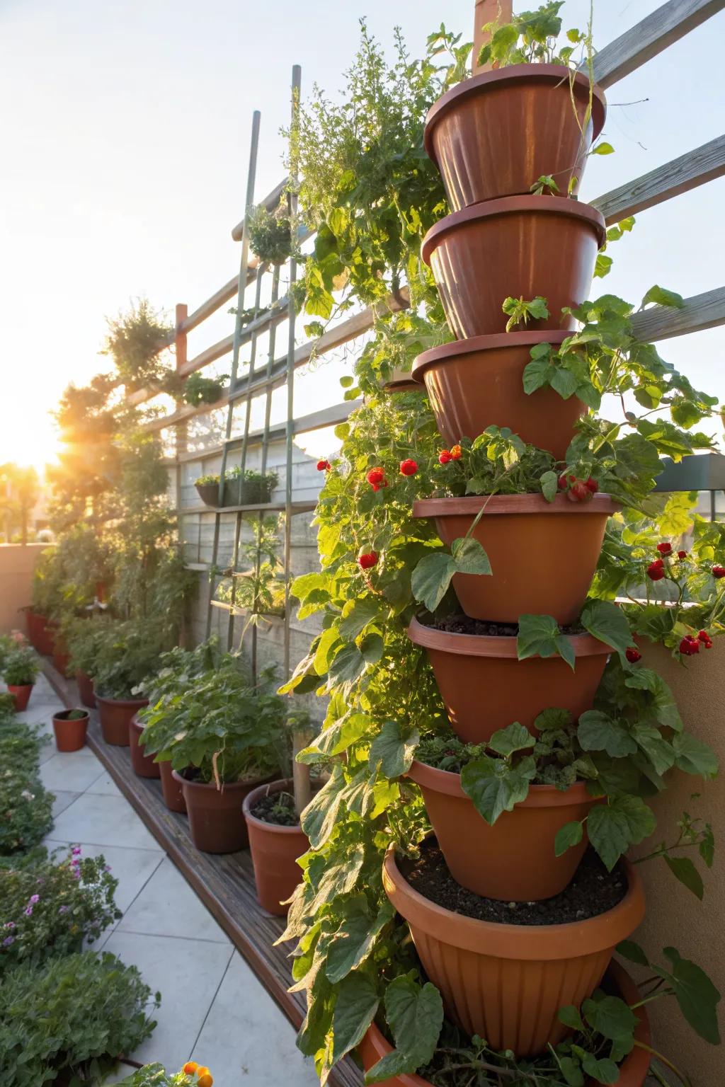 Vertical gardening maximizes space and adds a striking dimension to any garden.