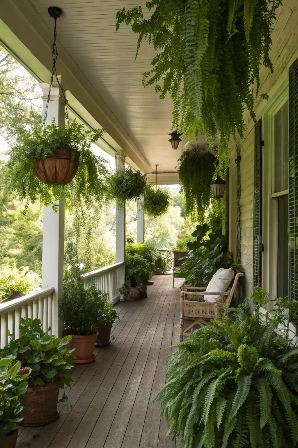 Greenery brings life and freshness to your sleeping porch.
