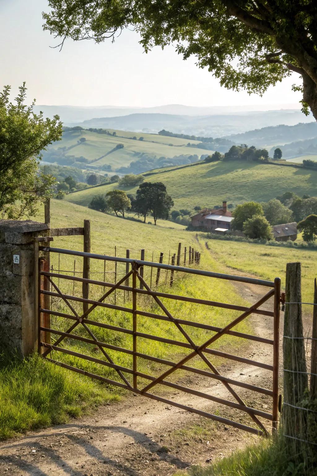 Rustic sliding gate evoking countryside charm