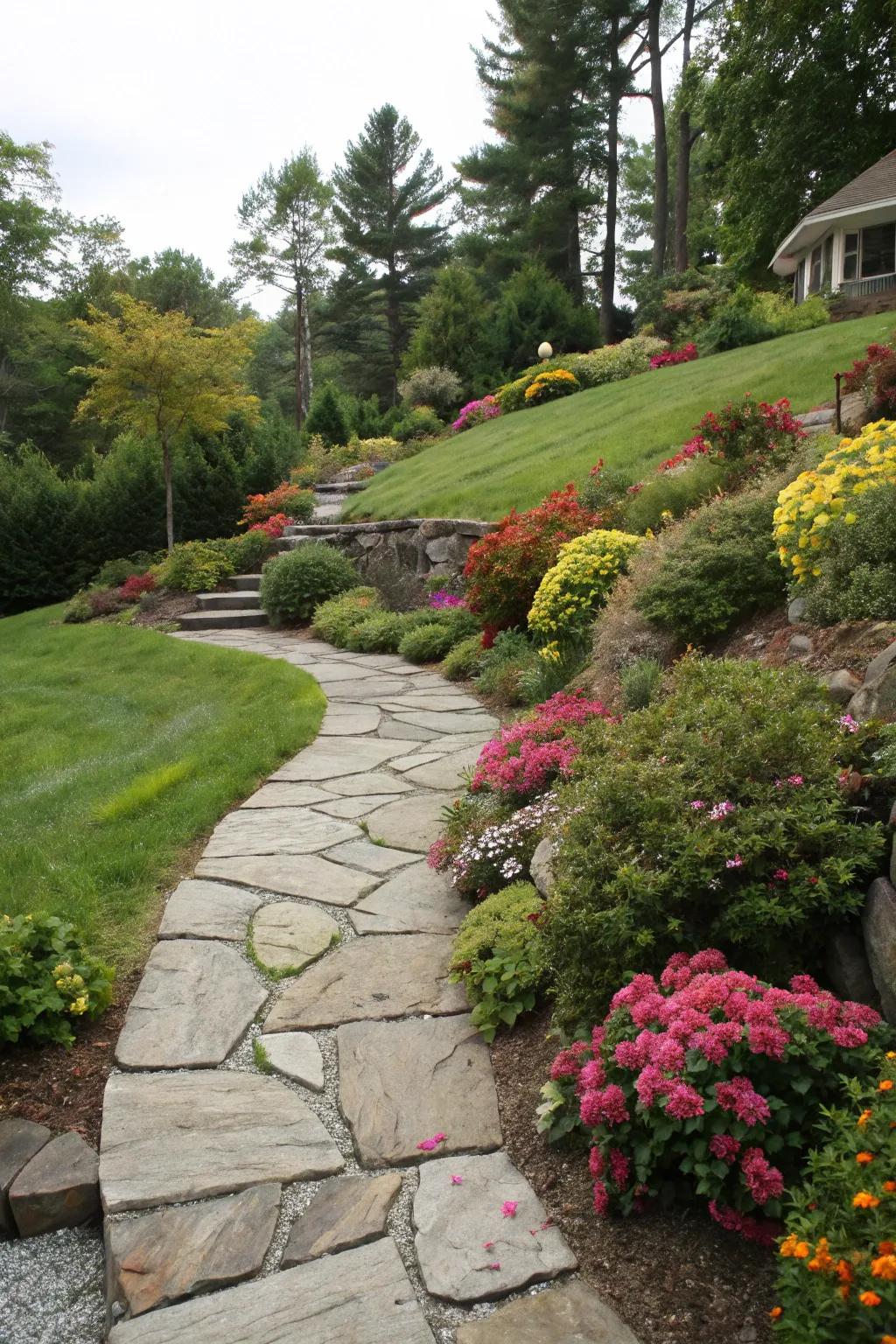 Pathways make slopes accessible and inviting.