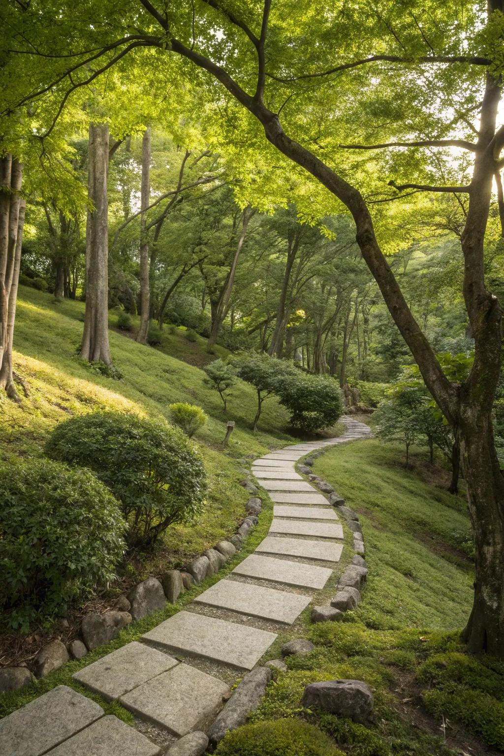 Winding pathways invite exploration and discovery.