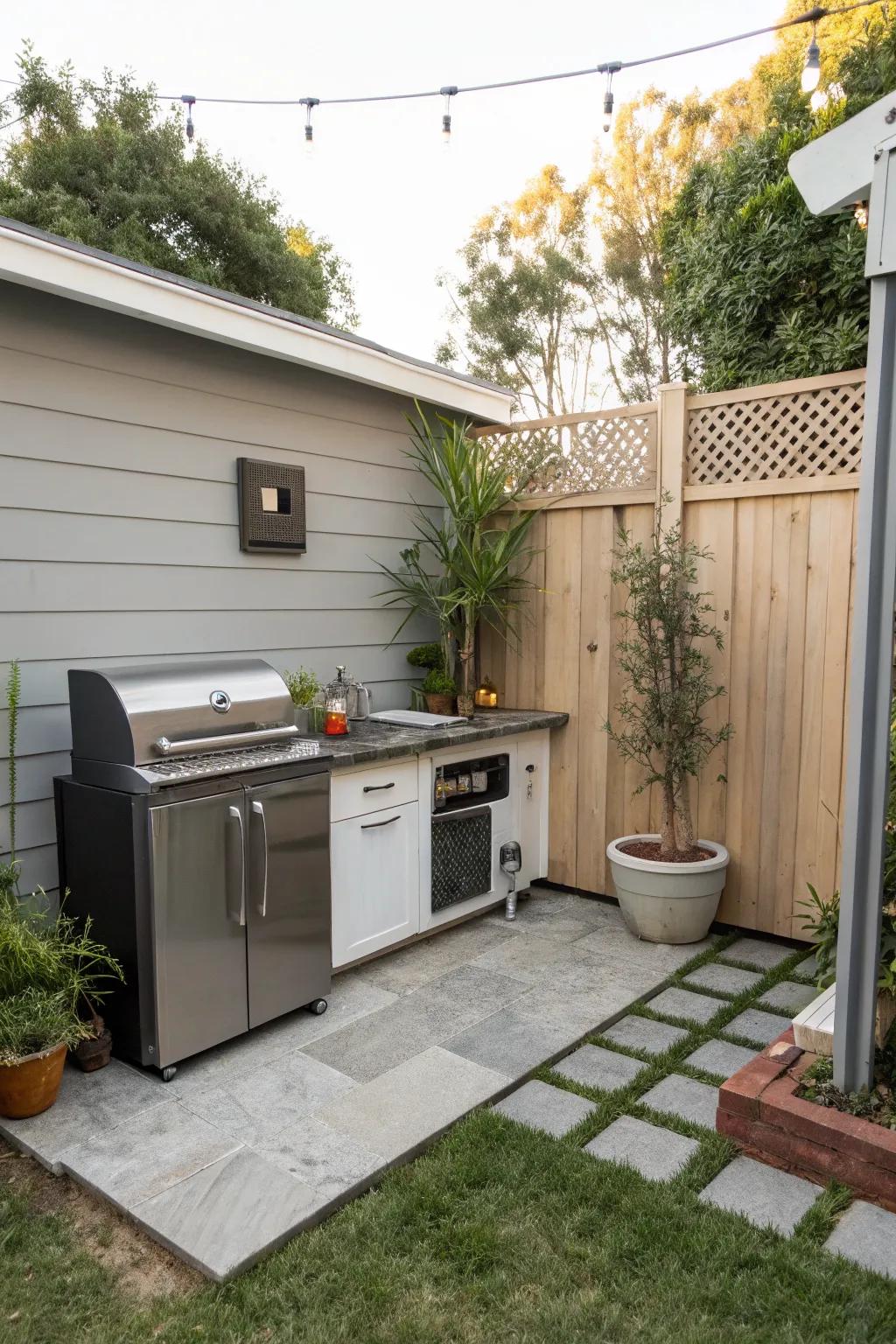 Cook and entertain effortlessly with a compact outdoor kitchen.