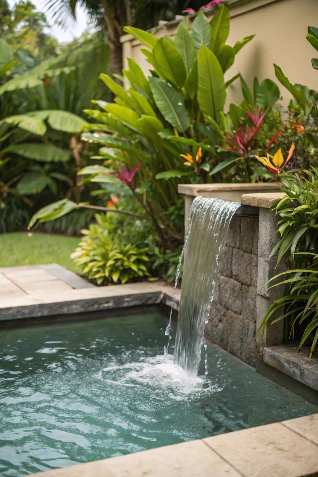 Enhance your pool with a calming waterfall feature.