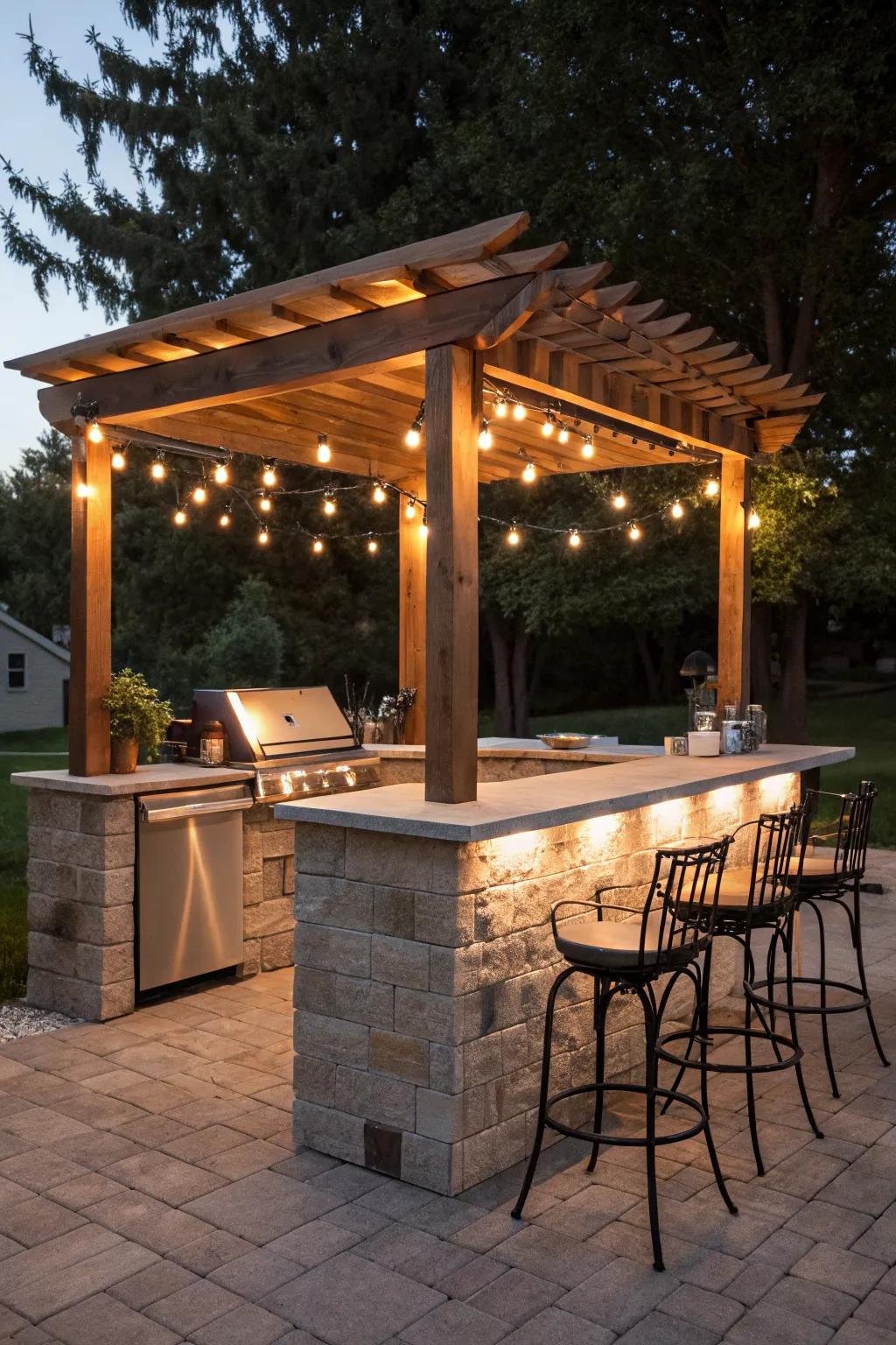 Create a cozy grilling nook with a pergola.